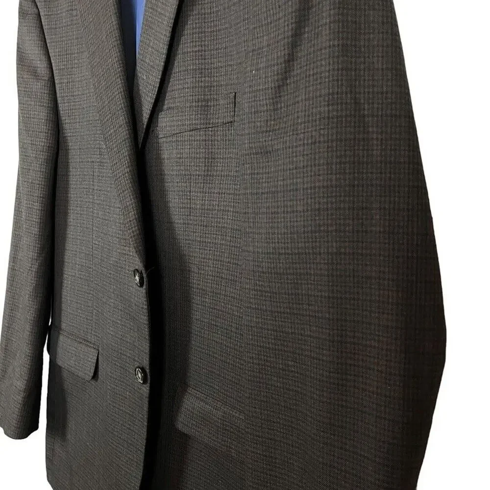 Chaps Mens Brown Plaid Suit Jacket Blazer Sport Coat 2 Button Business 42R